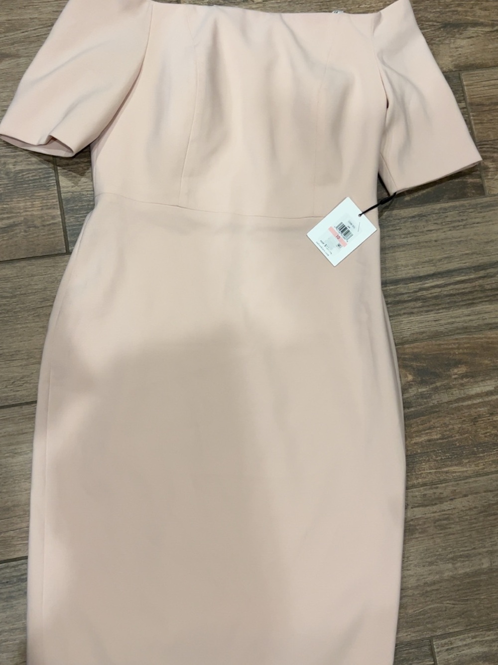 Calvin Klein Blush Pink Off-Shoulder Midi Dress